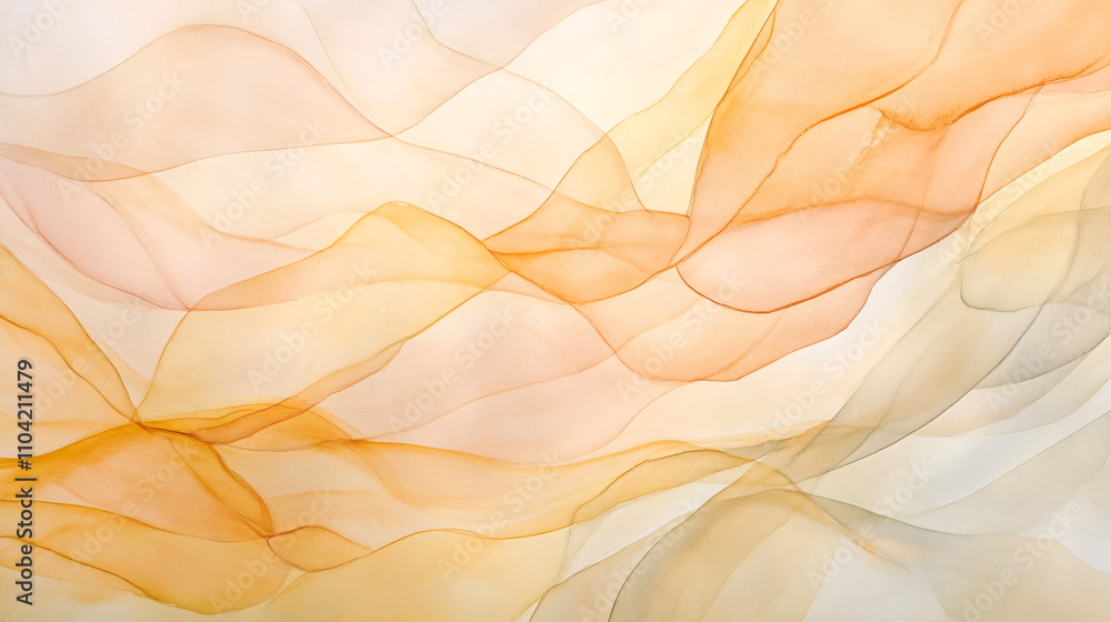 Poster a soft abstract background features flowing watercolor textures in warm hues of orange, peach, and c