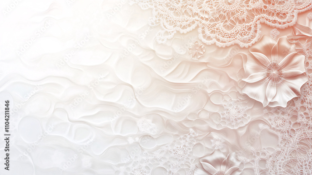 Poster an abstract background showcases intricate lace patterns intertwined with delicate floral elements i