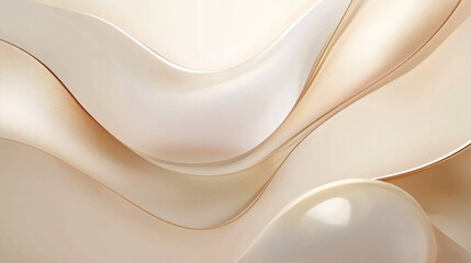 Obraz premium Soft curves and flowing shapes create an elegant abstract background of polished gold and pearl hues
