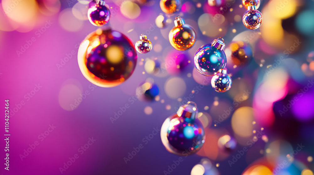 Aufkleber vibrant colorful holiday background with floating ornaments and soft bokeh lights creating a festive