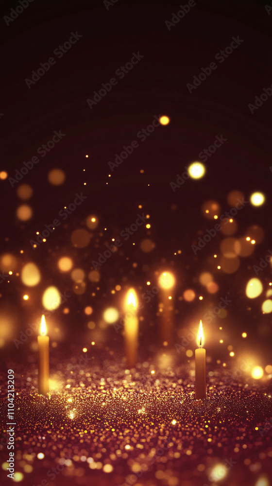 Aufkleber a soft and glowing abstract background featuring lit candles with shimmering particles creating a wa
