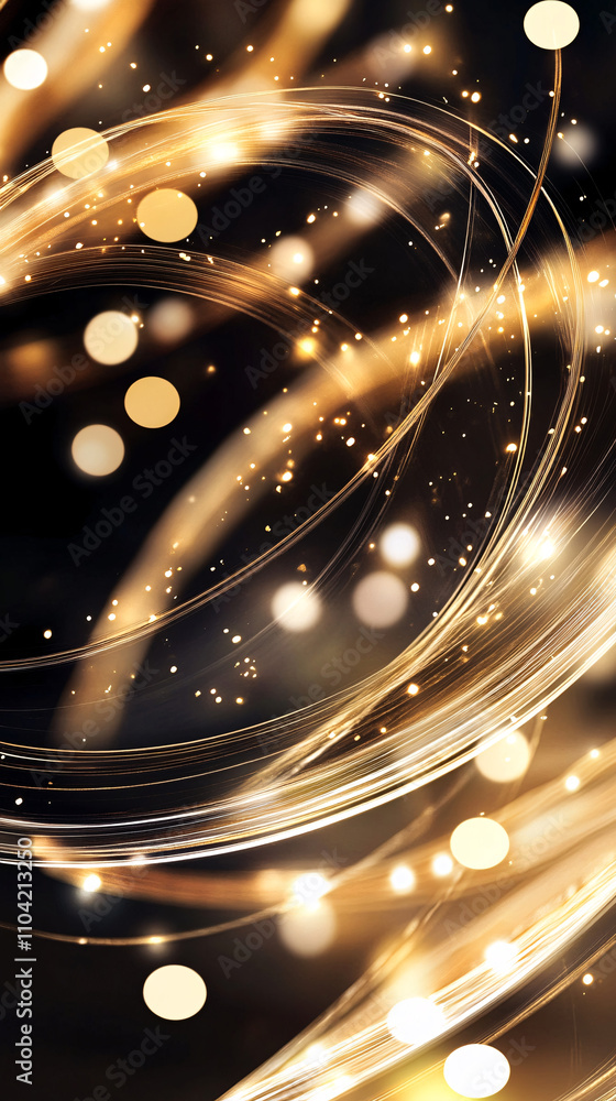 Aufkleber abstract background featuring luminous gold and white swirls with shimmering bokeh effects creating 