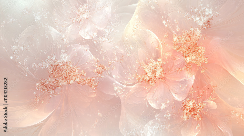 Poster abstract background features luxurious rose gold tones intertwined with soft floral elements creatin