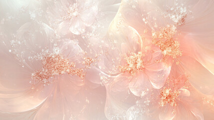 Abstract background features luxurious rose gold tones intertwined with soft floral elements creating a dreamlike atmosphere with a delicate and elegant feel