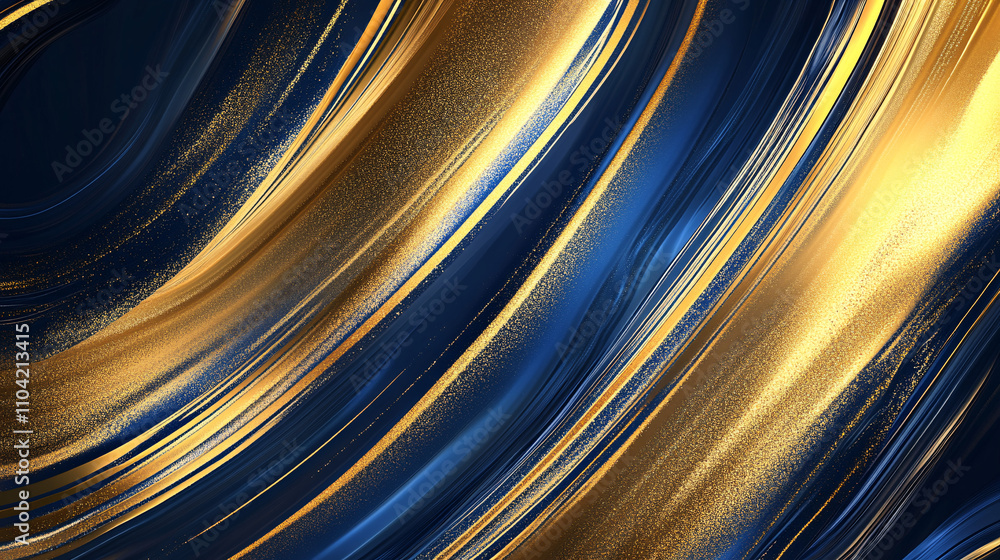 Poster radiant gold and sapphire colors blend fluidly in an abstract background, creating a dynamic and lux