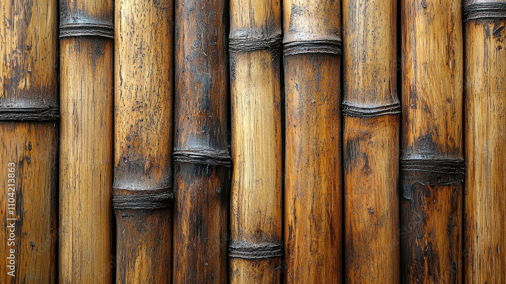 Poster close up of bamboo wood texture showcasing smooth and parallel lines, highlighting natural patterns 