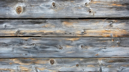 Obraz premium Weathered wood planks with visible grain and knots create rustic texture. This natural surface showcases beauty of aged timber, perfect for various design projects