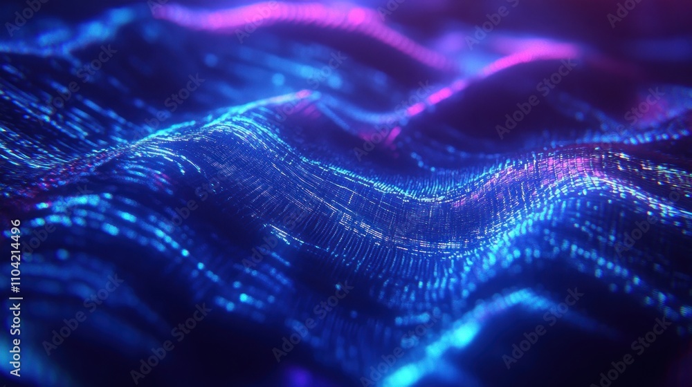 Aufkleber abstract representation of flowing waves with vibrant colors and light effects.