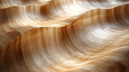 Obraz premium Soft flowing patterns of sunlit birch wood grain create warm, inviting texture. gentle curves and lines evoke sense of calm and natural beauty