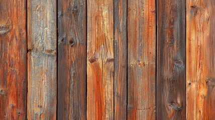 Wooden planks with rich texture and warm tones create rustic backdrop. vertical grain pattern showcases shades of brown and orange, evoking natural and earthy feel
