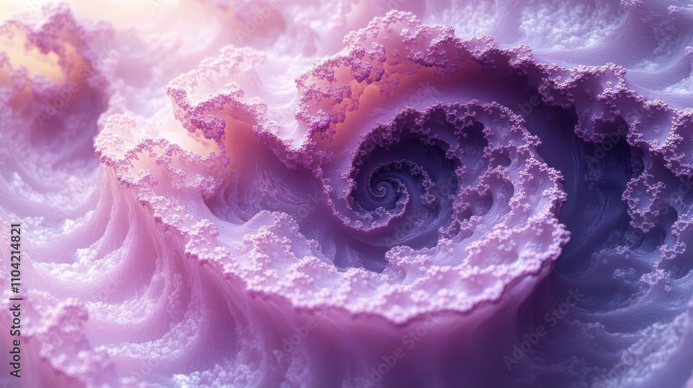 Poster a mesmerizing fractal design featuring swirling patterns in soft purple hues.