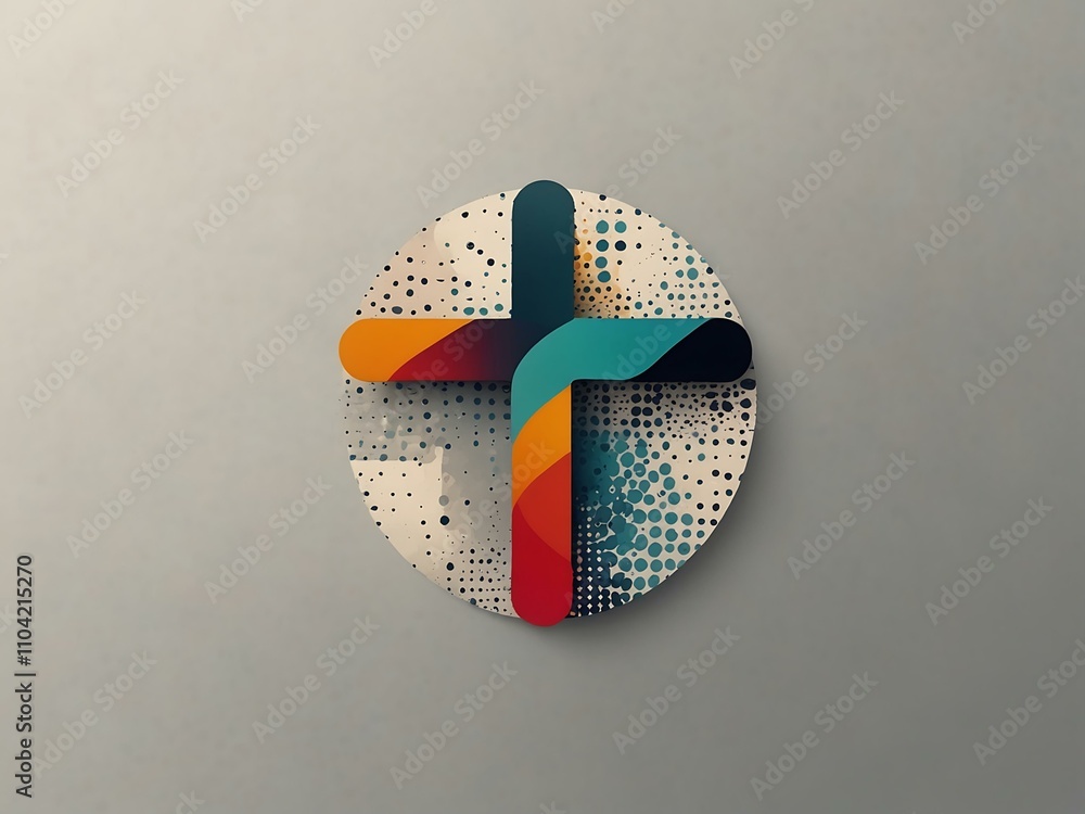 Poster another abstract logo design featuring cross-pattern dots.