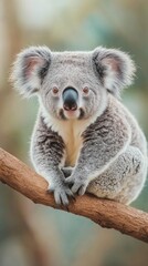 Obraz premium Adorable koala resting on tree branch in the forest during daylight hours