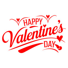 Happy Valentines Day Hand drawn text lettering for Valentines Day with hearts shape.