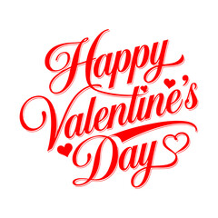 Happy Valentines Day Hand drawn text lettering for Valentines Day with hearts shape.