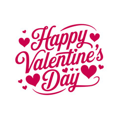 Happy Valentines Day Hand drawn text lettering for Valentines Day with hearts shape.