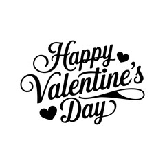 Happy Valentines Day Hand drawn text lettering for Valentines Day with hearts shape.