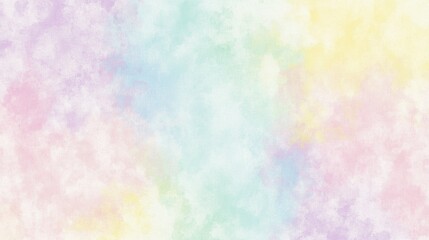 A soft and colorful gradient blending pastel shades of pink, lavender, yellow, and aqua. The smooth transitions and misty textures evoke a dreamy and serene atmosphere, creating a peaceful background.