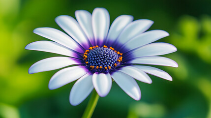 Close-up of vibrant white and purple african daisy bloom in sunlight - Powered by Adobe