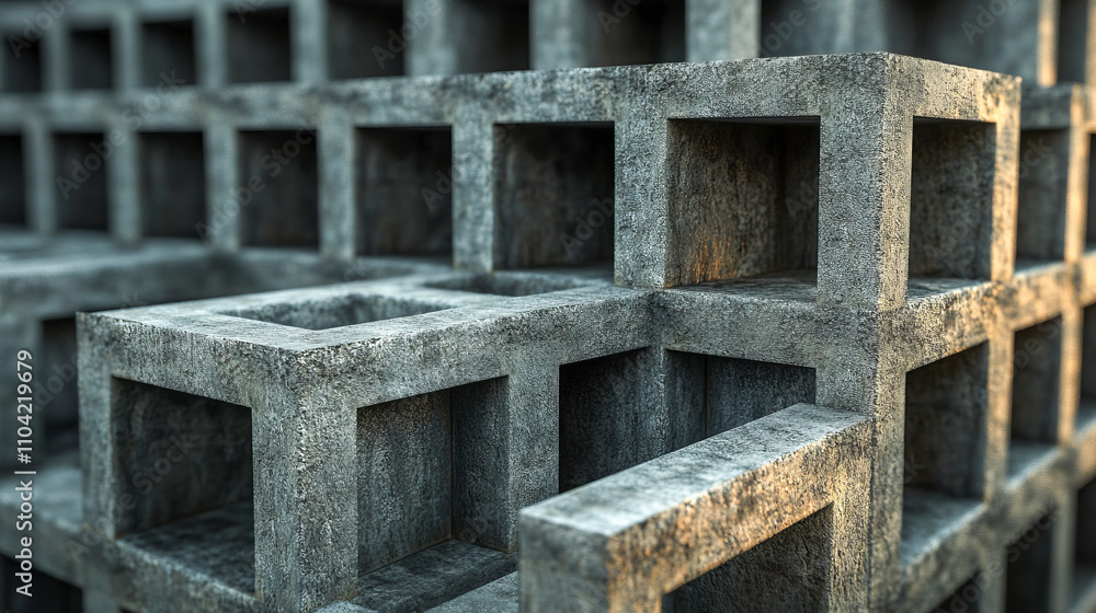 Poster geometric concrete structure abstract architecture with cubic patterns