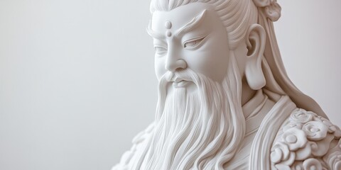 Serene White Jade Tai Sui Statue Close-up