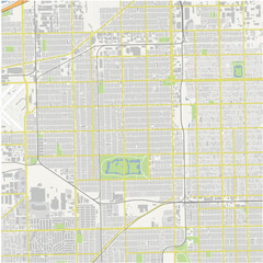 Map of Chicago Lawn in Illinois in a normal road map style. Contains layered vector with roads water, parks, etc.
