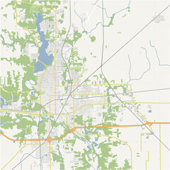 Map of Dnavill in Illinois in a normal road map style. Contains layered vector with roads water, parks, etc.