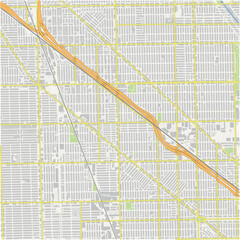Fototapeta premium Map of Irving Park in Illinois in a normal road map style. Contains layered vector with roads water, parks, etc.