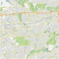 Map of Naperville in Illinois in a normal road map style. Contains layered vector with roads water, parks, etc.