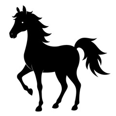 Christmas Horse Black Silhouette vector illustration isolated on a transparent background
