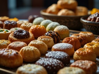 Arabian sweets and pastries beautifully presented.