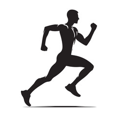 Obraz premium Running men and women, human Running Silhouette vector