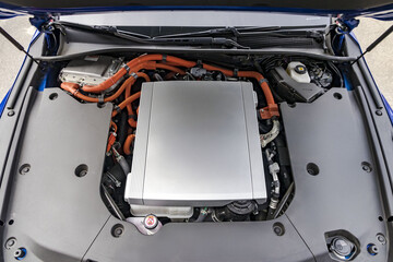 Modern hydrogen powered electric car car under the bonnet