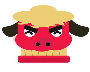 笑う獅子舞の顔。ベクターイラスト