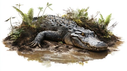 Naklejka premium Majestic Alligator Resting in Swamp