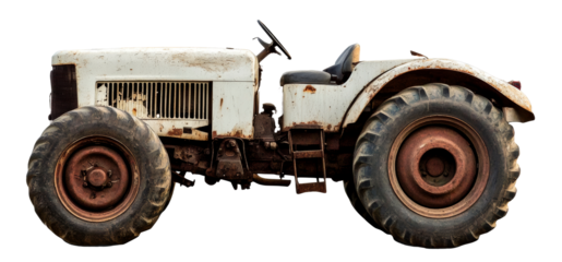 Old rusty tractor parked in a rural area during the daylight