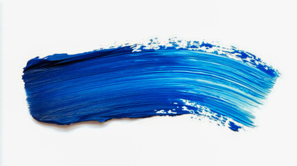 Vivid abstract blue paint stroke on white background
