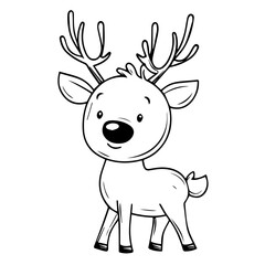 Naklejka premium Animals outline vector, Deer line art illustration Deer coloring page, drawing