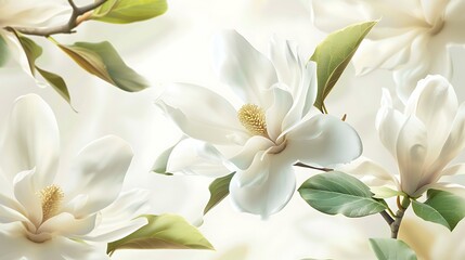 A delicate arrangement of white magnolia blossoms, captured in soft focus with a gentle light.