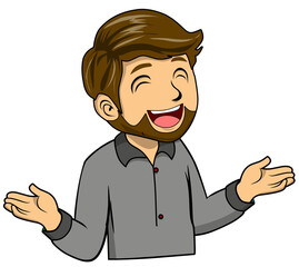 cartoon character of a happy man