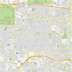 Fototapeta premium Map of Schaumburg in Illinois in a normal road map style. Contains layered vector with roads water, parks, etc.