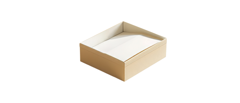 A plain, empty box with a removable lid, suitable for storage or presentation purposes in various settings.