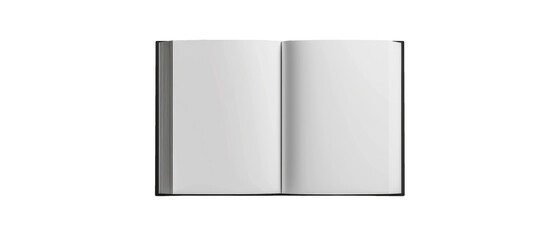 An open blank book with empty pages, ideal for notes, sketches, or creative writing projects.