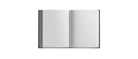 An open blank book with empty pages, ideal for notes, sketches, or creative writing projects.