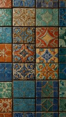 Artistic close-up of a tiled wall.