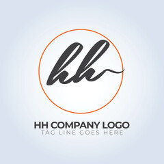 hh alphabet letter Company identity logo template, orange theme, unique logo, creative logo, logo template, silver background