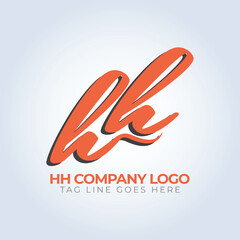hh alphabet letter Company identity logo template, orange theme, unique logo, creative logo, logo template, silver background