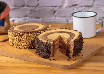 Cake with chocolate frosting