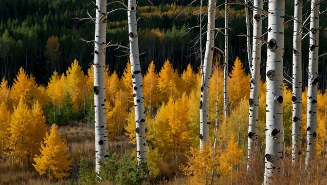 Aspen and Tamarack trees trembling in the wind.