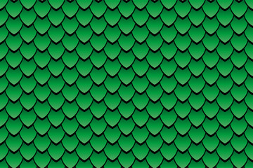 Seamless geometric pattern, snake fish, mermaid, dragon scales. Minimal abstract texture in green color, animal vector background for your design, cover and wallpaper